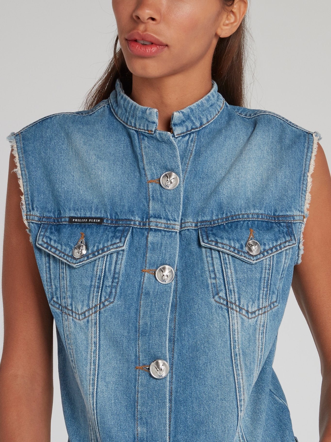 Crystal Plein Blue Denim Playsuit