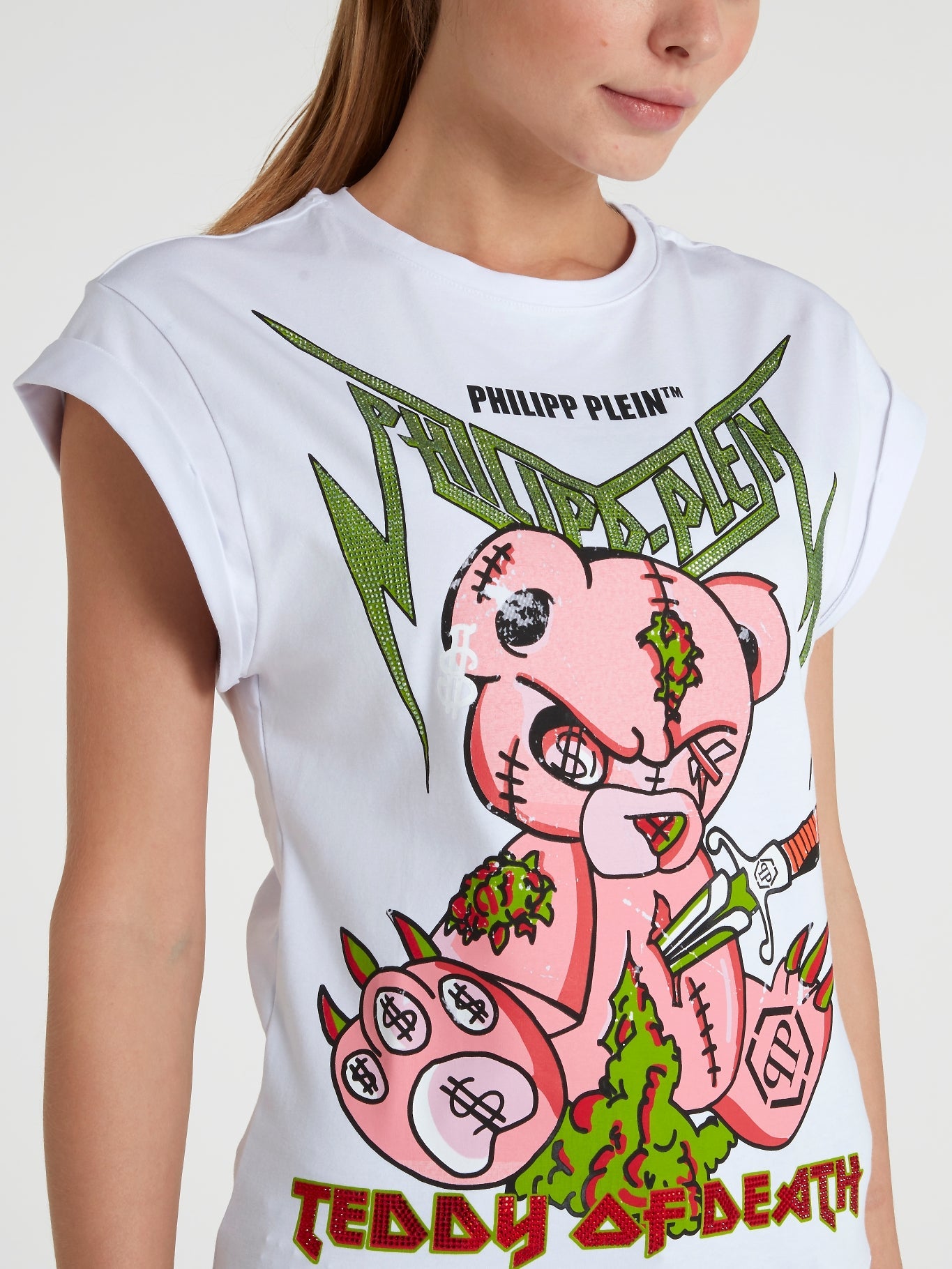 Teddy Bear White Cap Sleeve T-Shirt