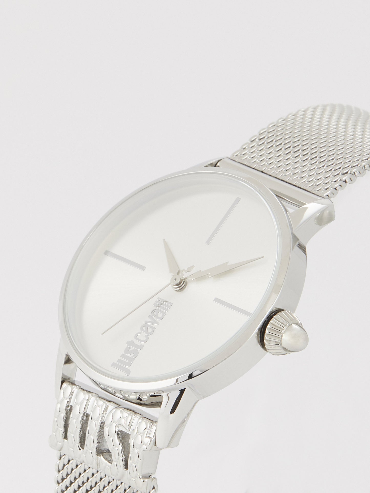 Logo Base Silver Milanese Strap Watch