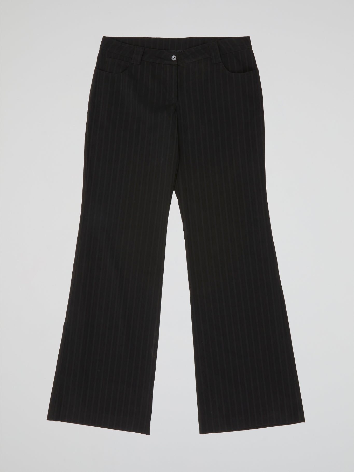 Midnight Black Pinstripe Flare Trousers