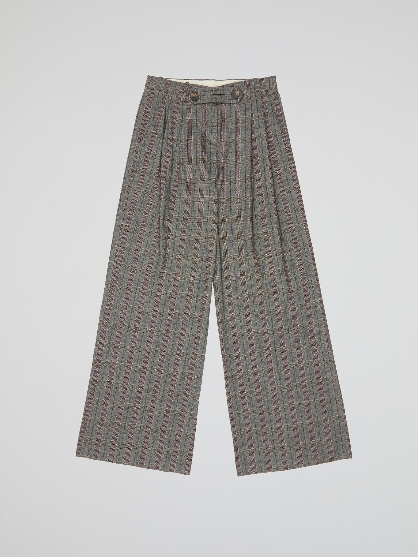 Grey Tartan Patterned Trousers