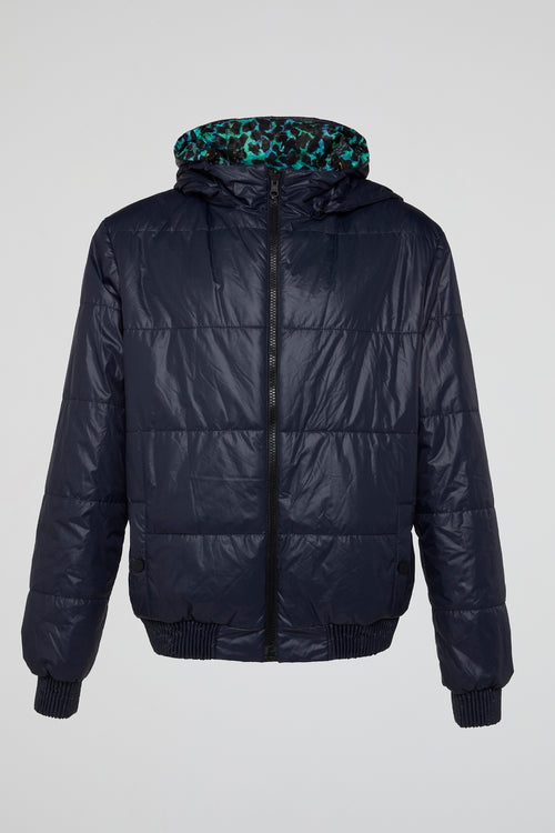 Navy Dual-Style Reversible Puffer Jacket