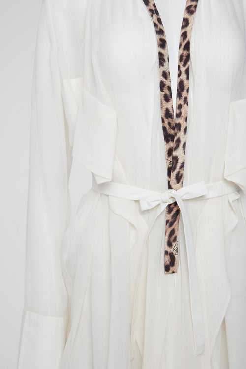 White Draped Belted Blouse