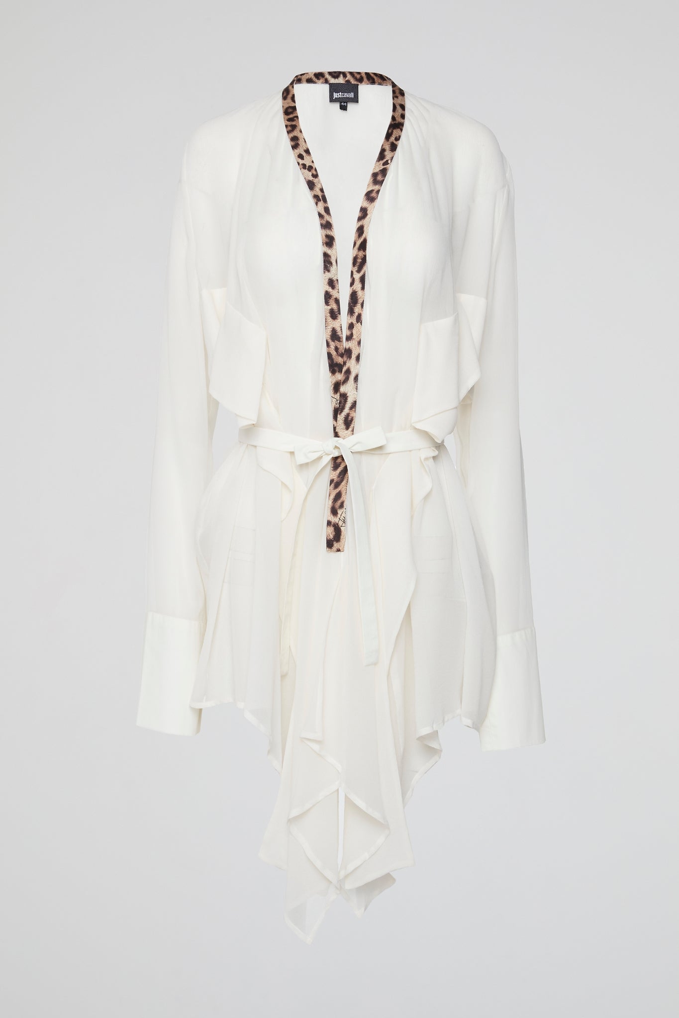 White Draped Belted Blouse