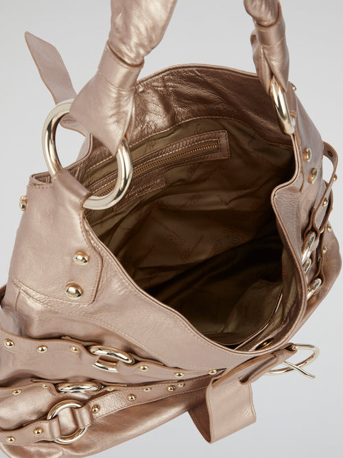 Rose Gold Metallic Buckle Bag