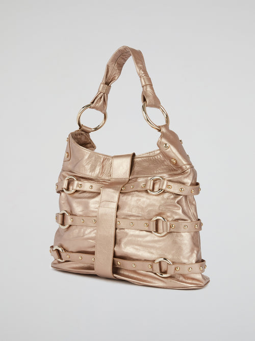 Rose Gold Metallic Buckle Bag