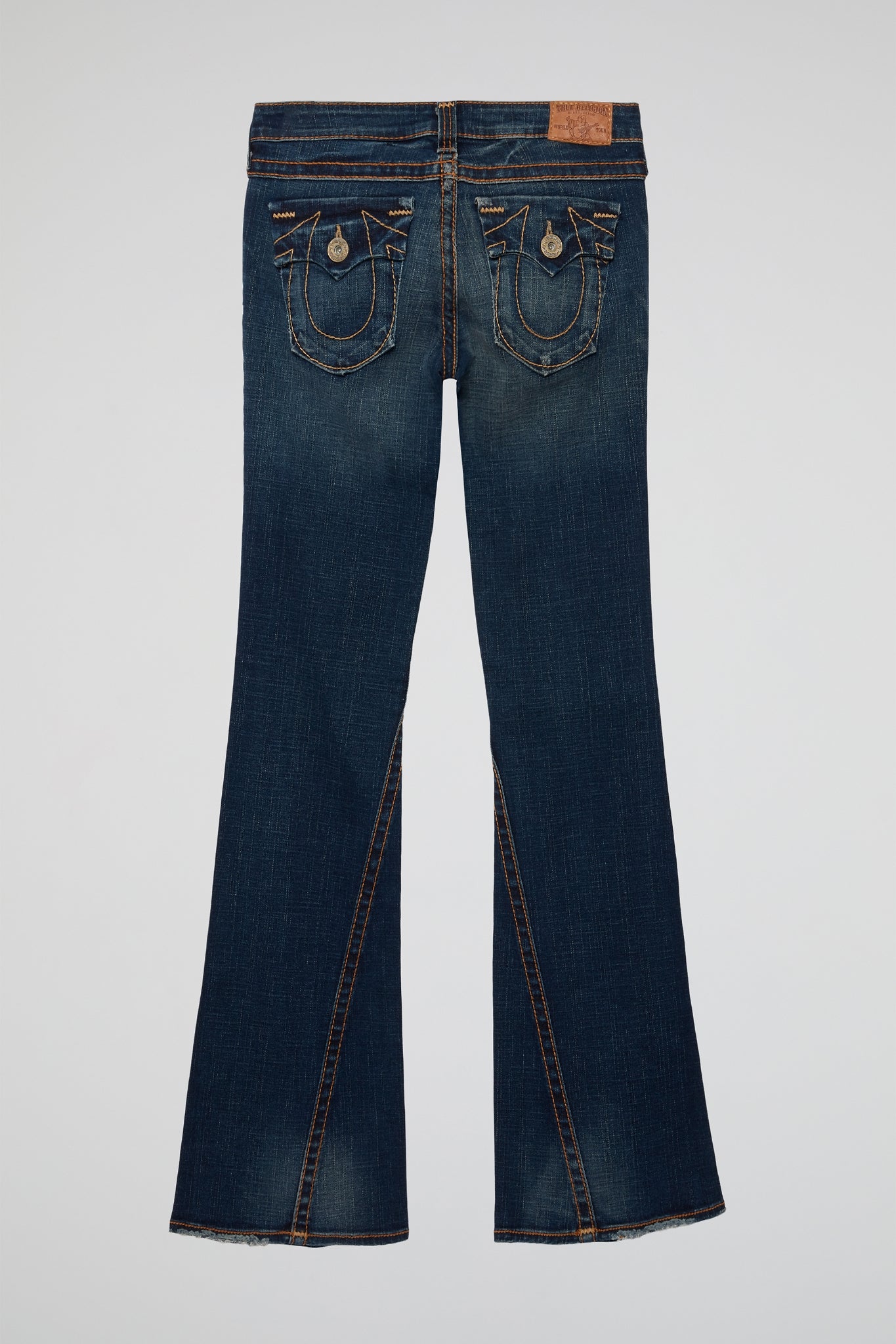 Navy Flared Denim Jeans with Contrast Stitching