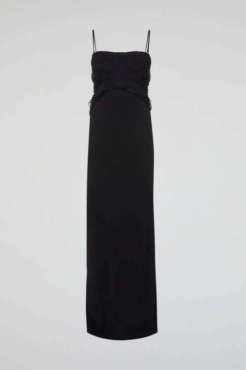 Black Evening Gown with Delicate Spaghetti Straps