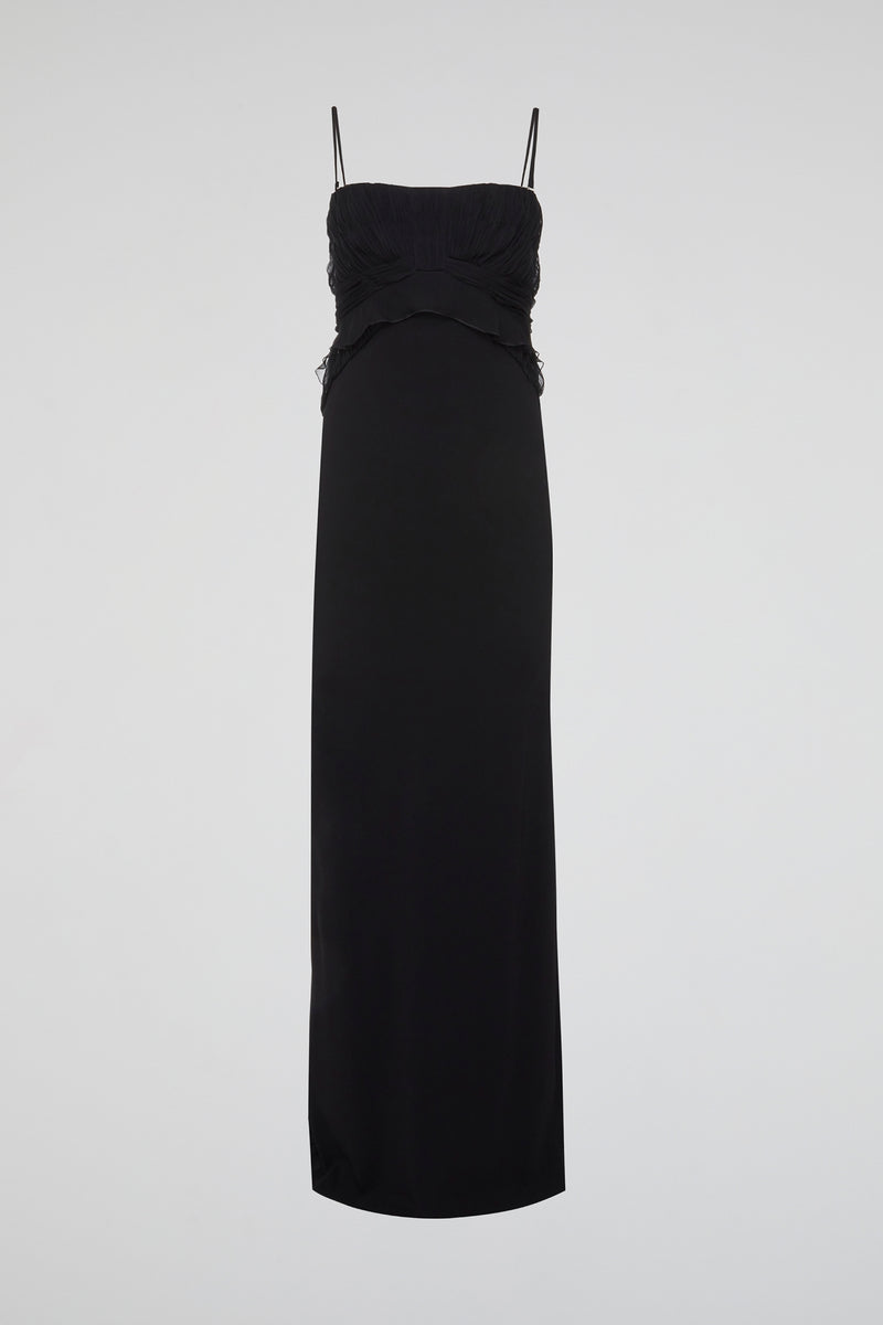 Black Evening Gown with Delicate Spaghetti Straps