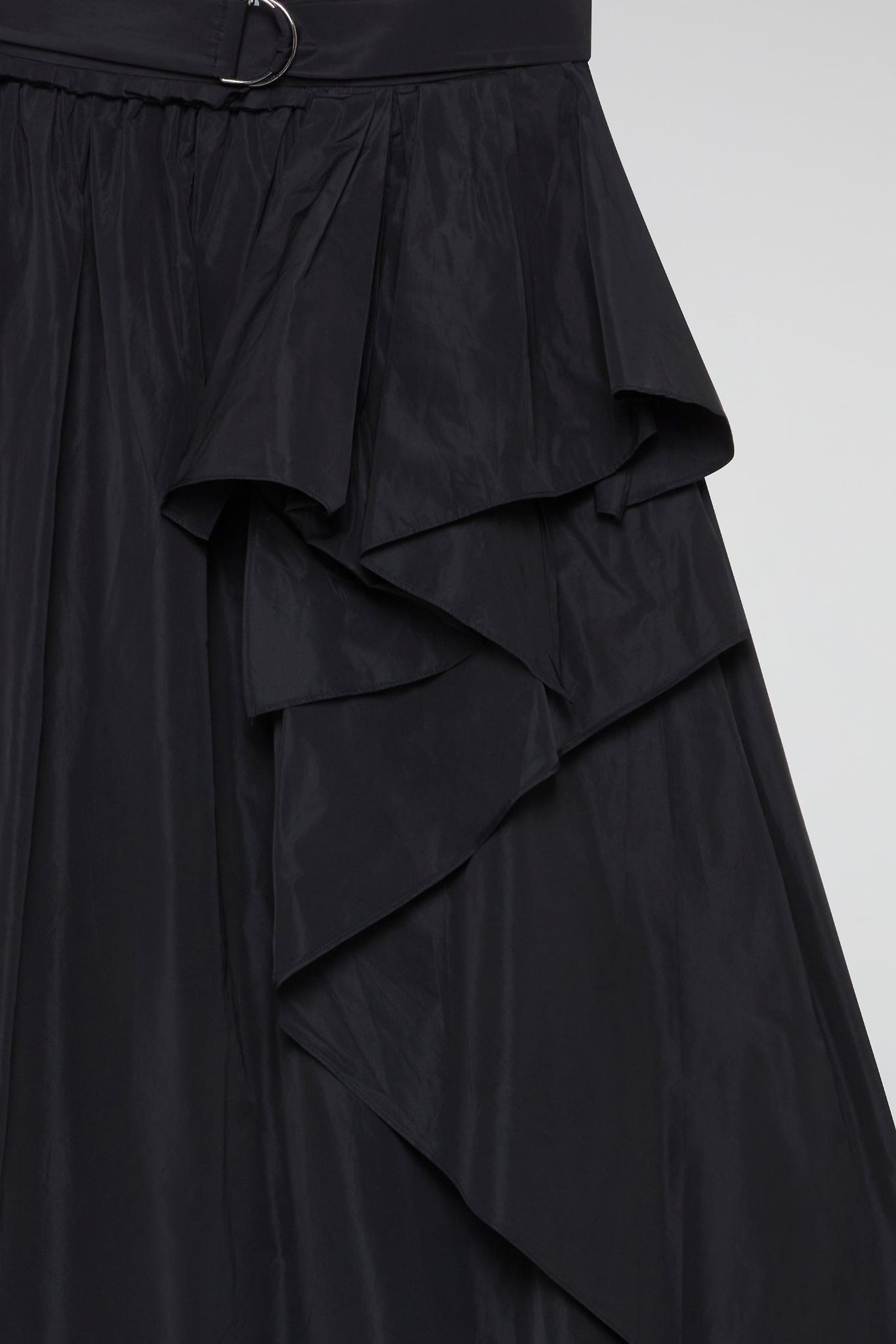 Black Grace Draped Midi Skirt