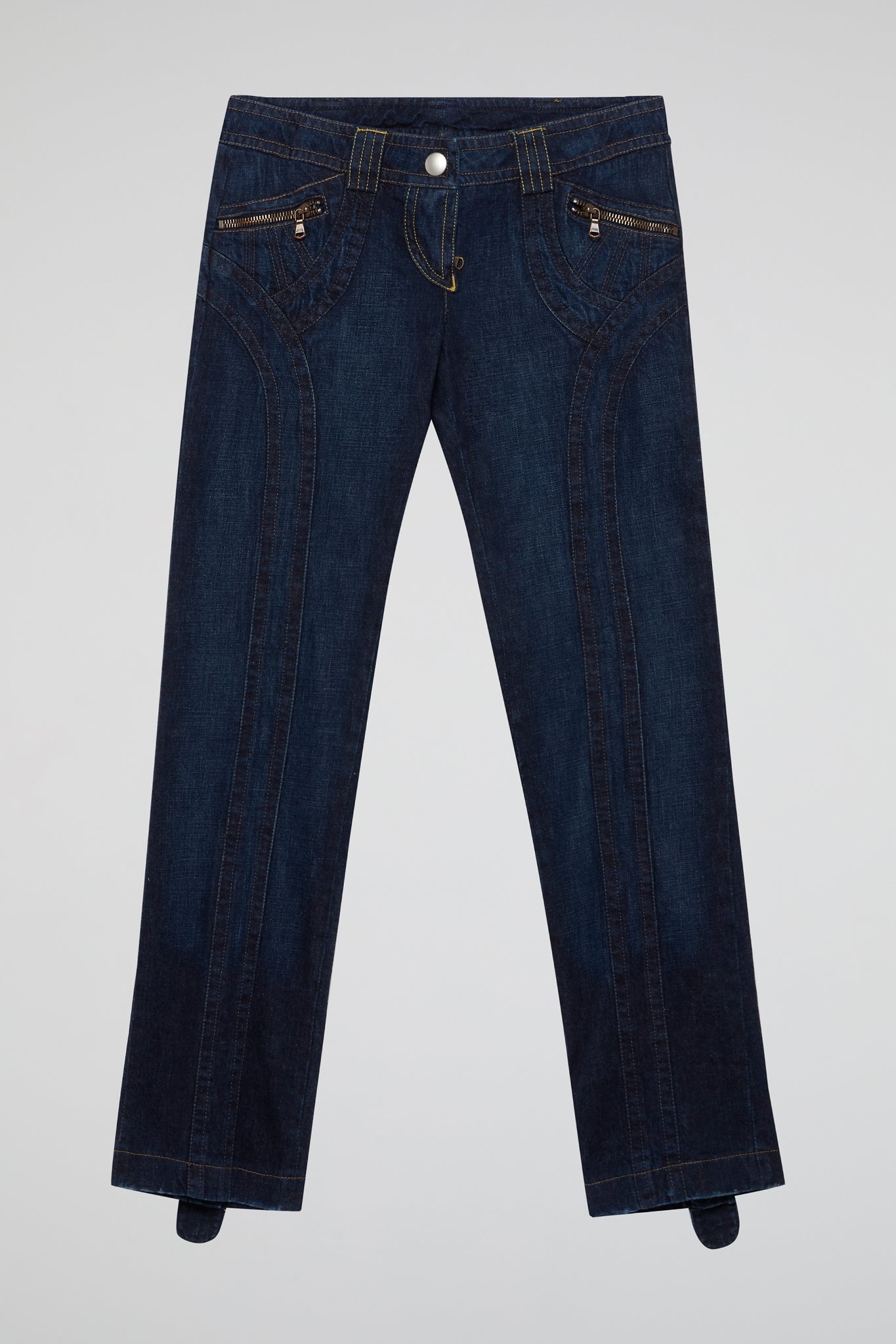 Blue Vintage Stitch High-Rise Denim Pants