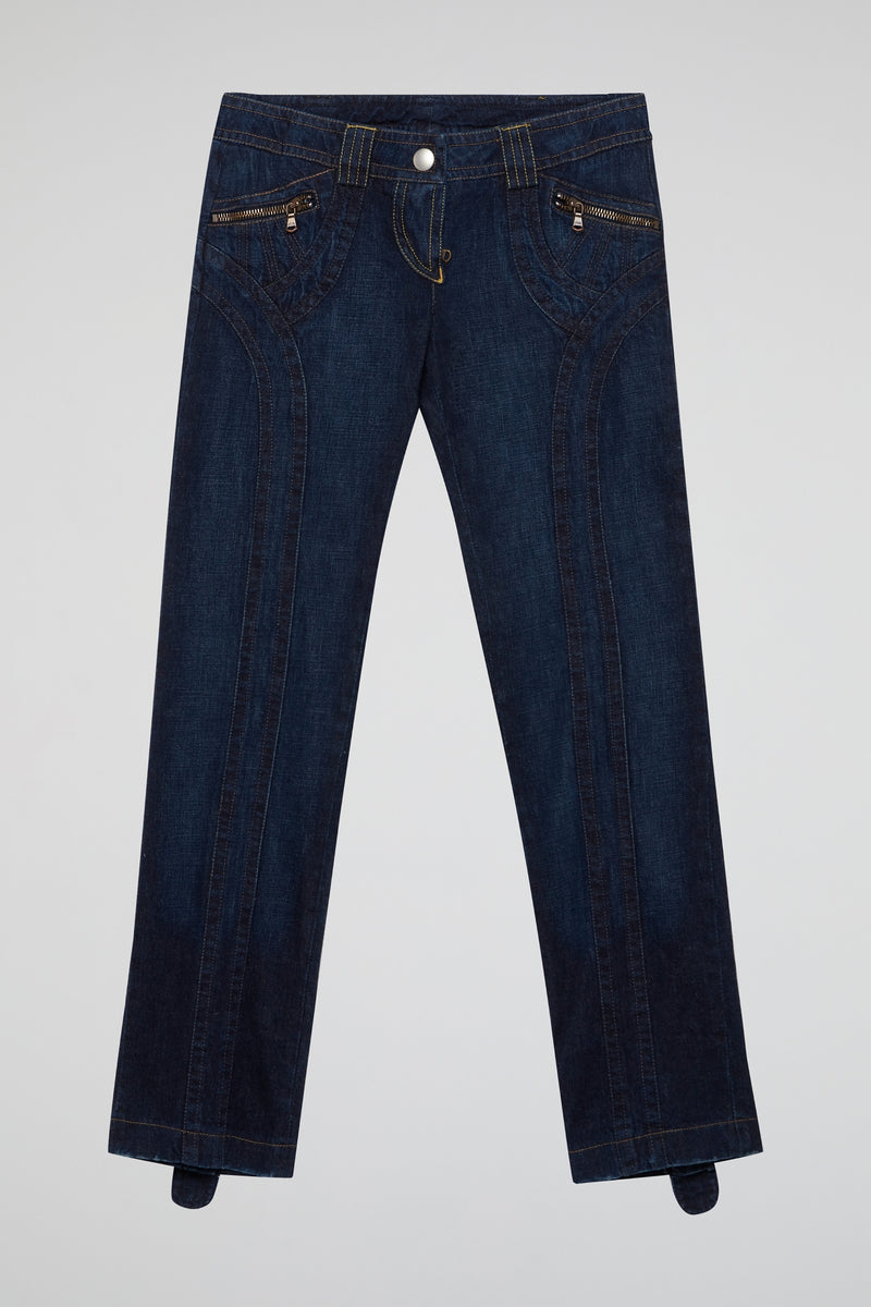 Blue Vintage Stitch High-Rise Denim Pants