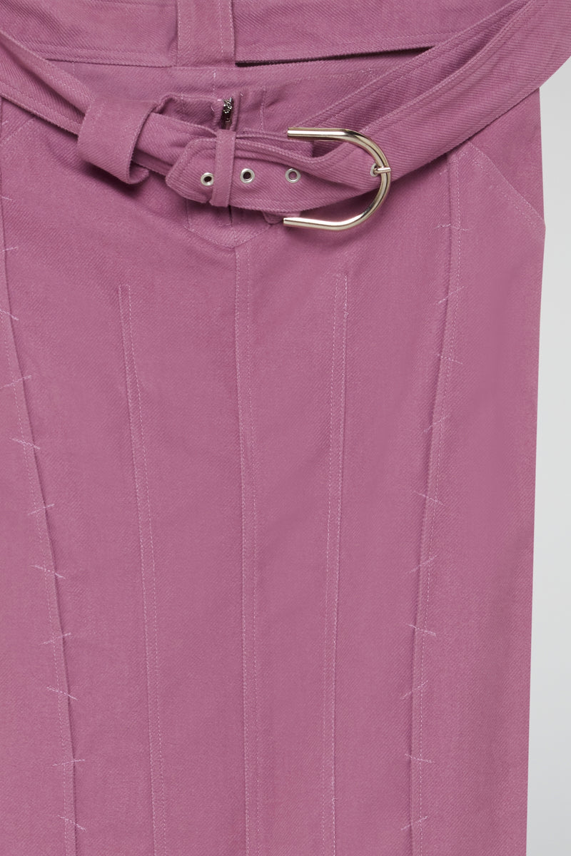 Pink Belted Maxi Skirt