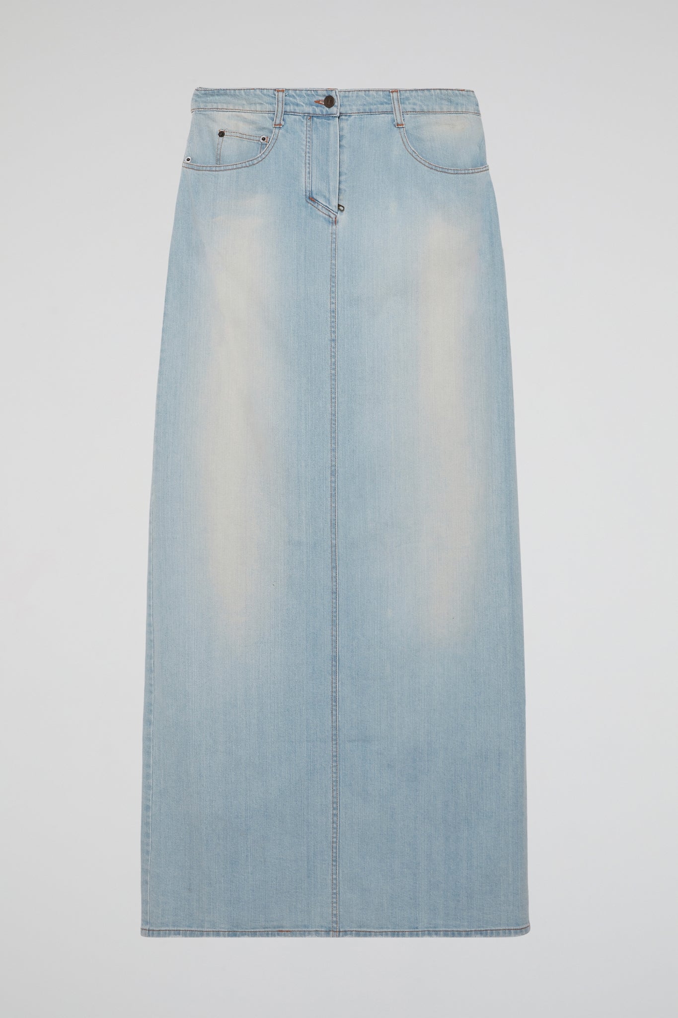 Blue High-Waisted Denim Maxi Skirt