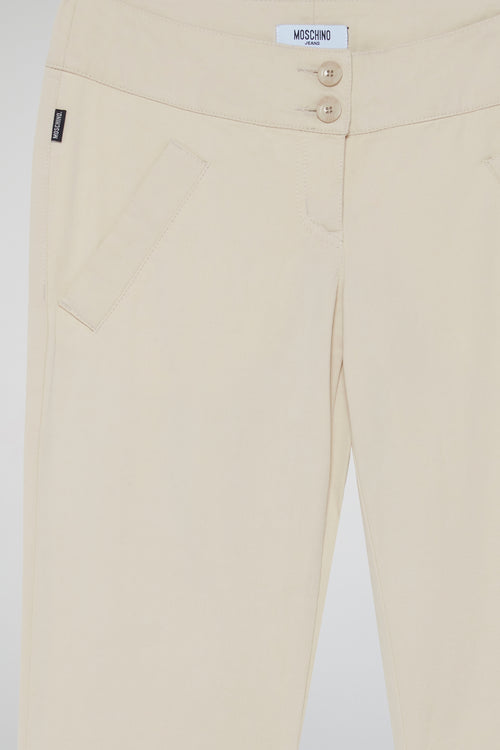 Beige Chic High-Waist Flare Pants