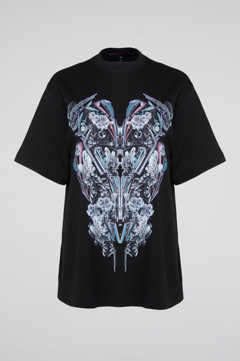 Black Cyber Symmetry Oversized Tee