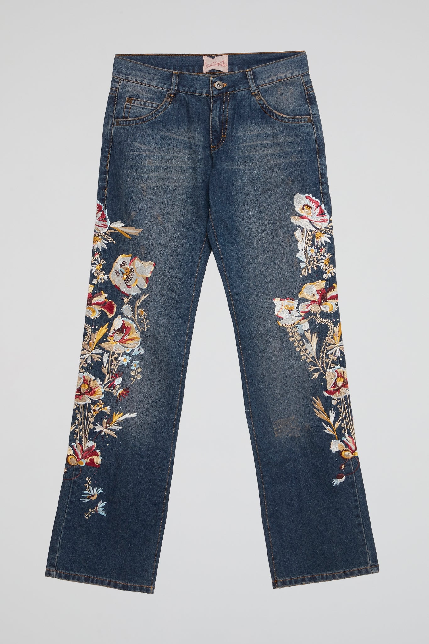 Faded Bloom Embroidered Denim Jeans