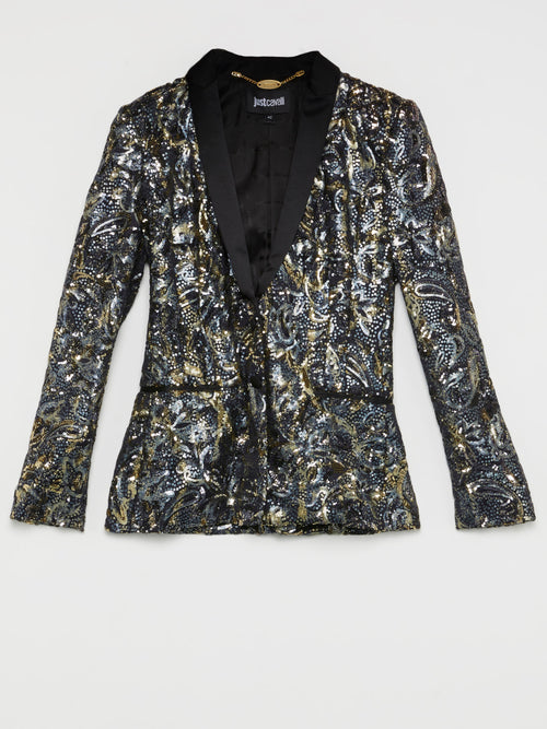 Sequin Embellished Paisley Blazer