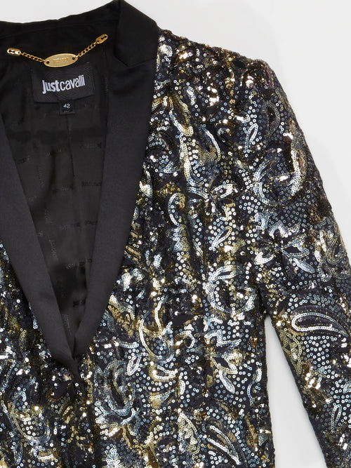 Sequin Embellished Paisley Blazer