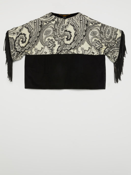 Fringe Sleeve Paisley Top