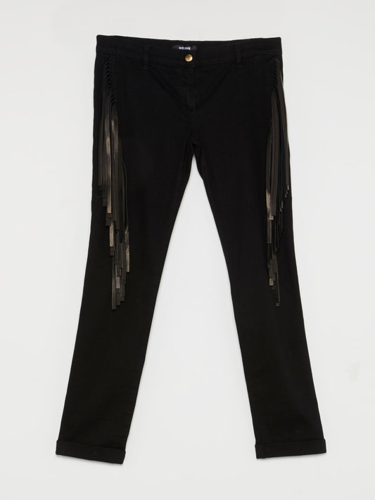 Black Fringe Detail Jeans