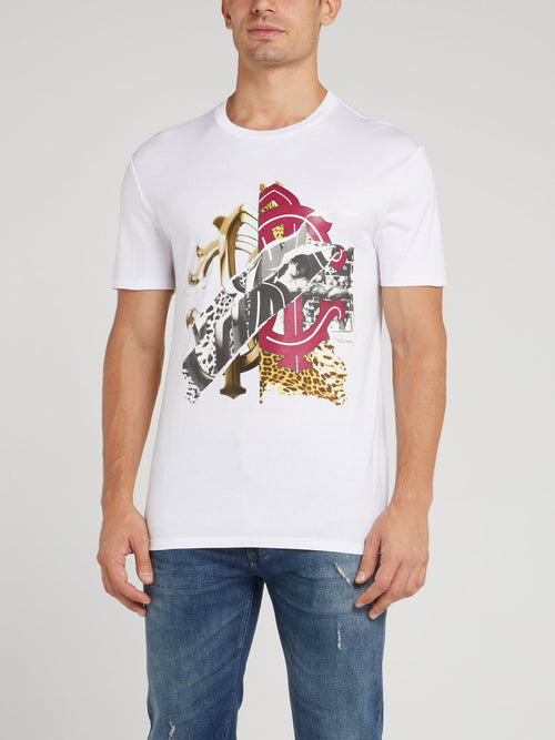 White Graphic Print Logo T-Shirt