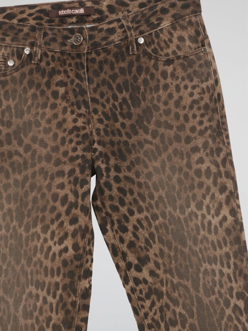 Leopard Print Bootcut Trousers