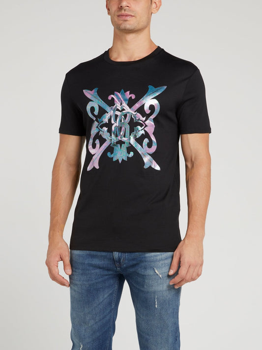 Black Baroque Print Logo T-Shirt