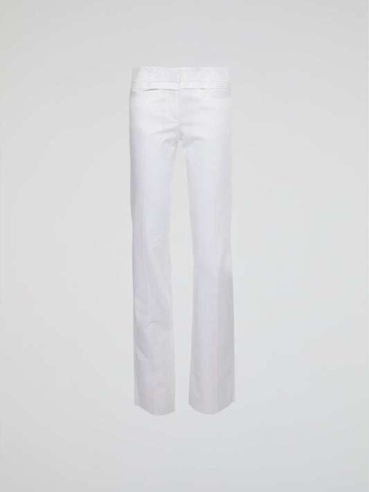 White Straight Cut Pants