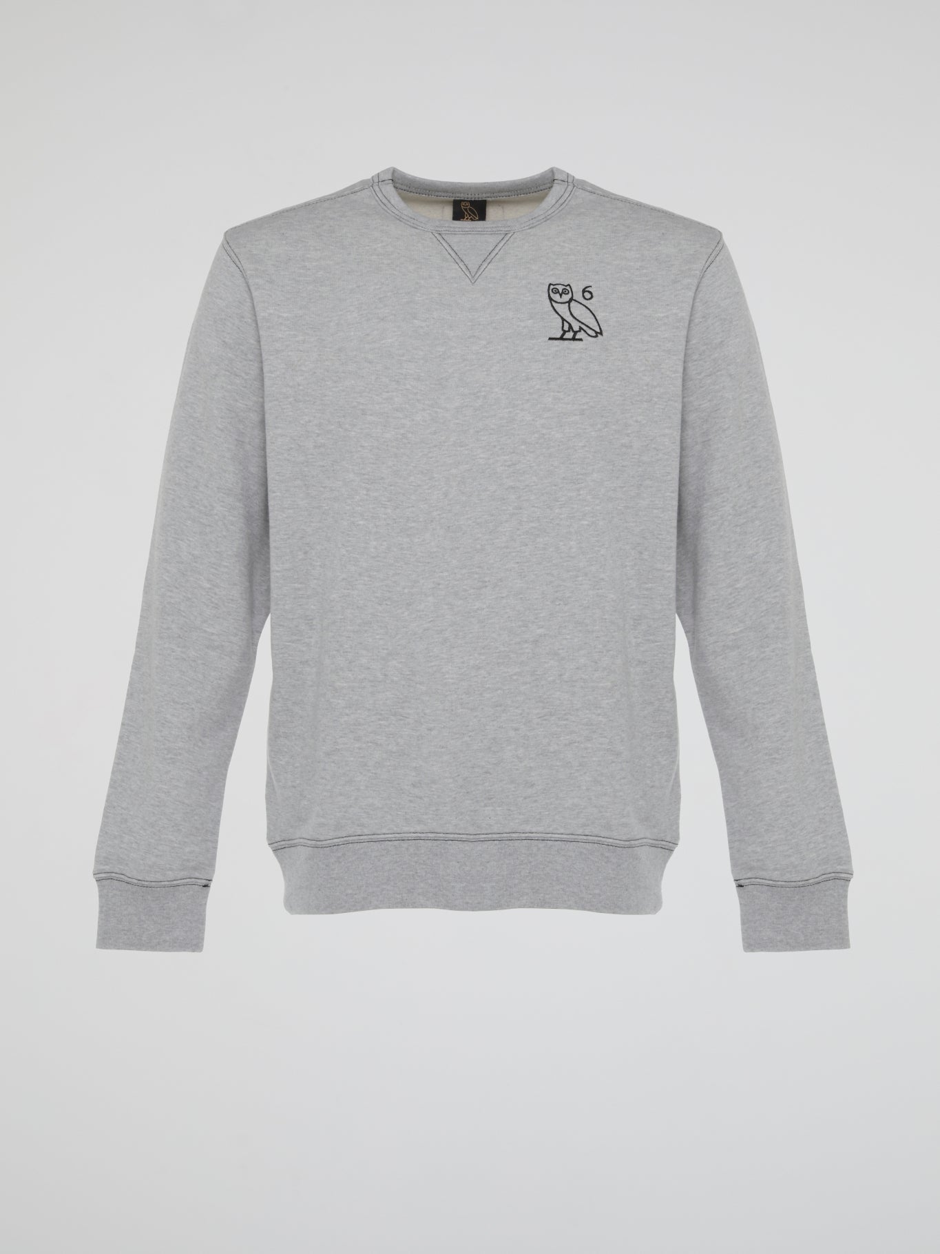 Grey Contrast Stitch Long Sleeve Crewneck T-Shirt