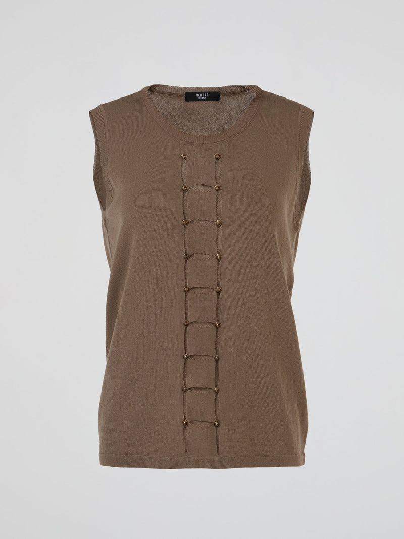 Brown Sleeveless Knit Top