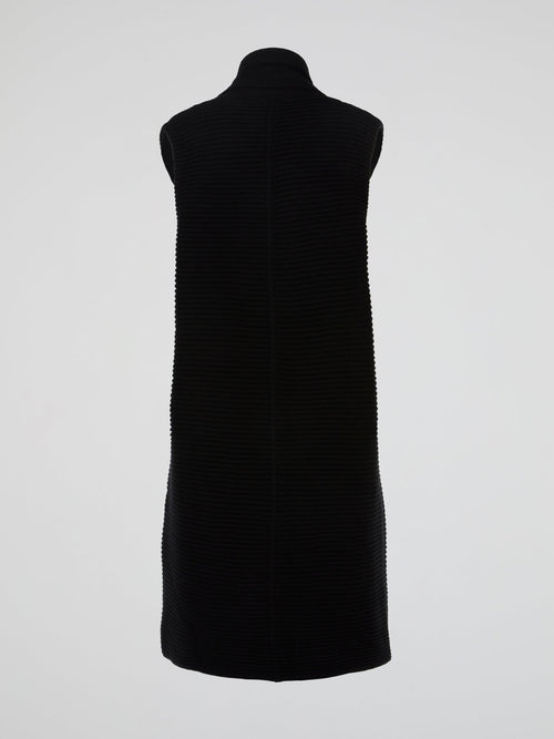 Black Double-Breasted Knit Vest