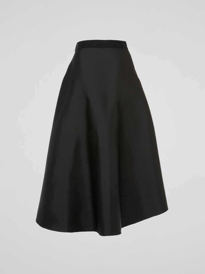 Black Cascade Midi Skirt