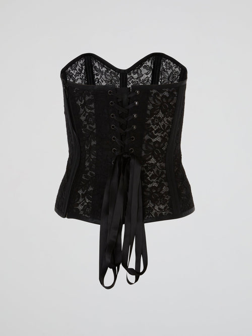 Black Midnight Lace-Up Bustier Corset