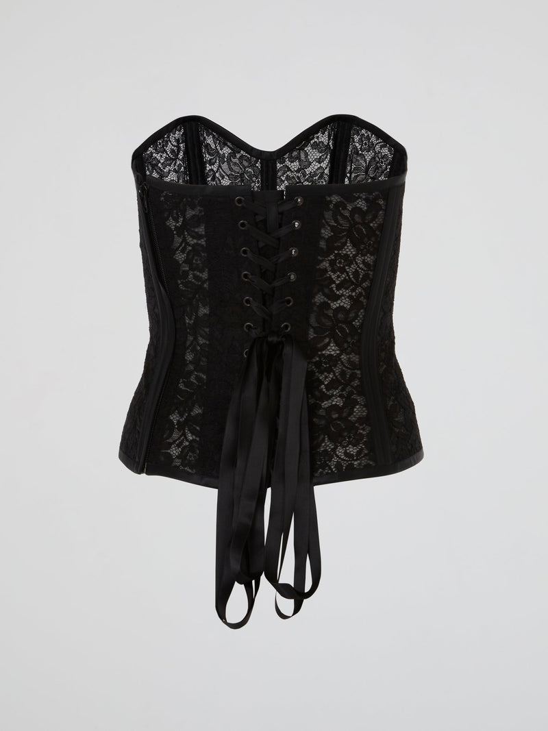 Black Midnight Lace-Up Bustier Corset