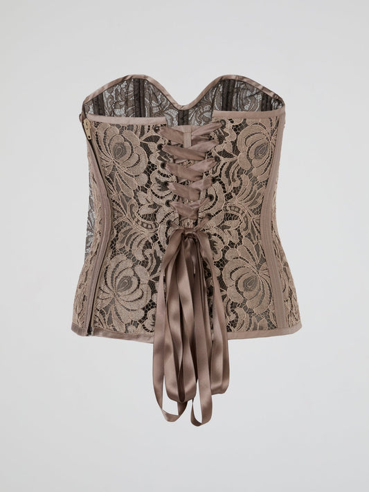 Pink Dusty Rose Lace-Up Bustier Corset