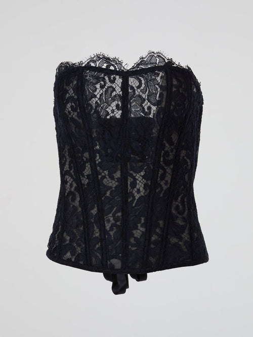 Navy Lace Sheer Corset Top