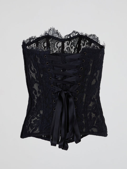 Navy Lace Sheer Corset Top
