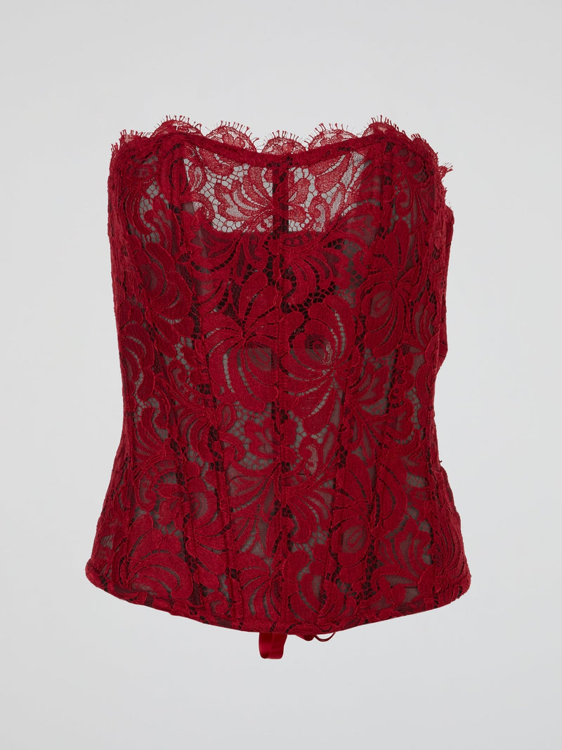 Red Lace Sheer Corset Top