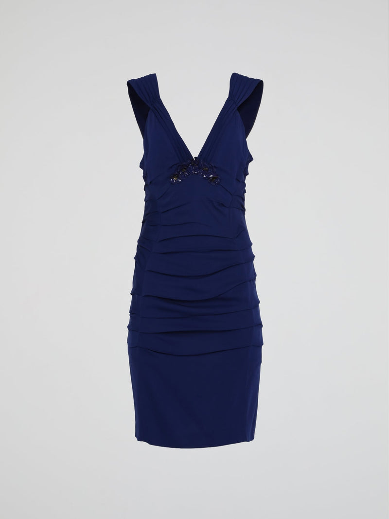 Navy Plunge Mini Dress