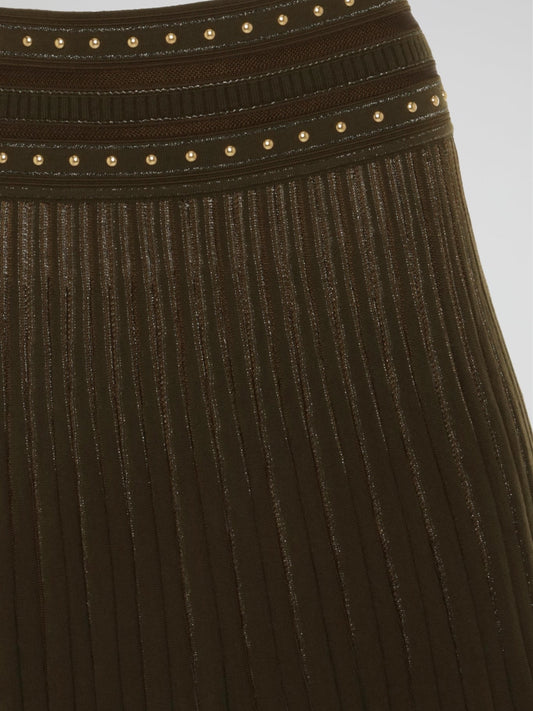 Olive Accordion Mini Skirt