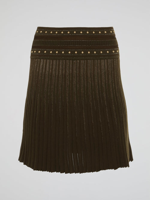 Olive Accordion Mini Skirt