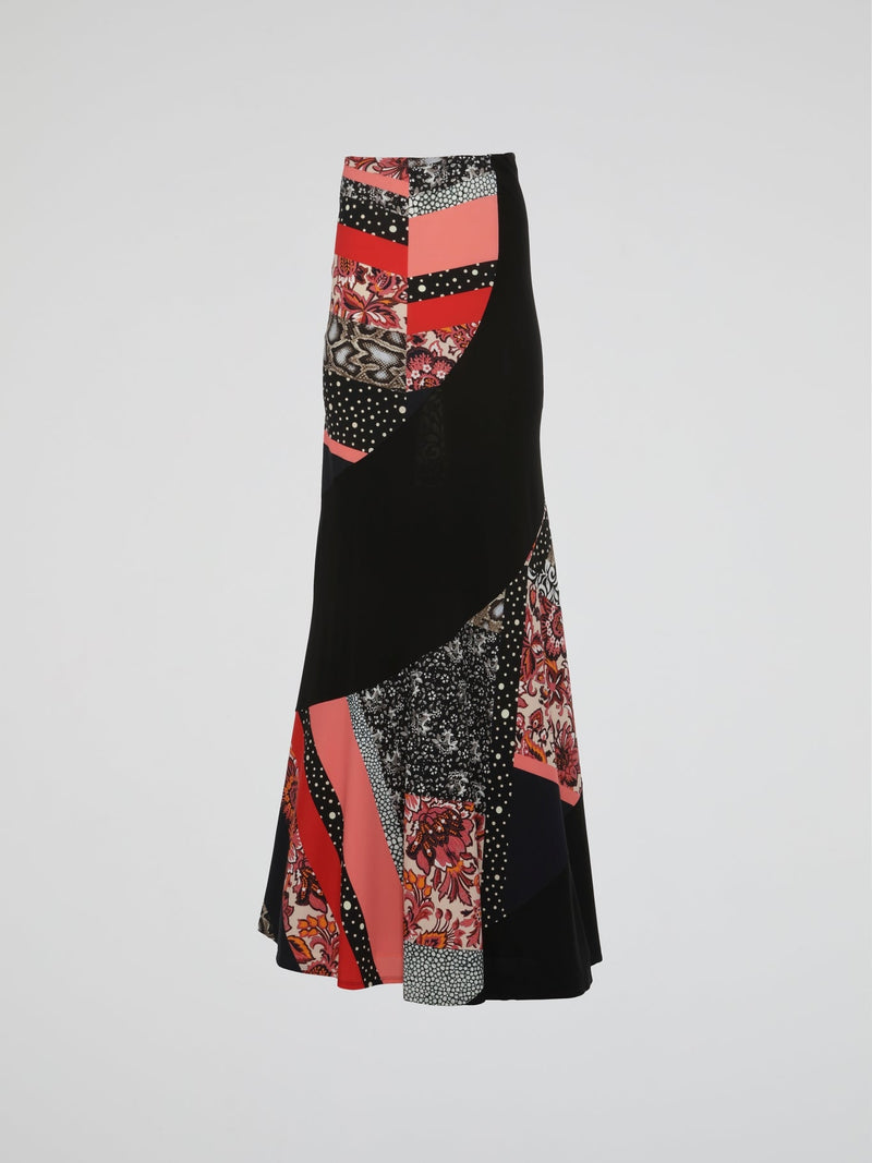 Printed Flared Maxi Skirt