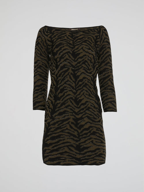 Animal Print Boat Neck Dress