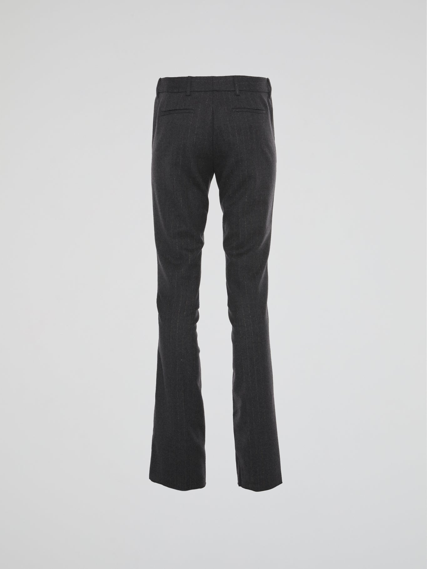 Grey Pinstripe Flared Pants