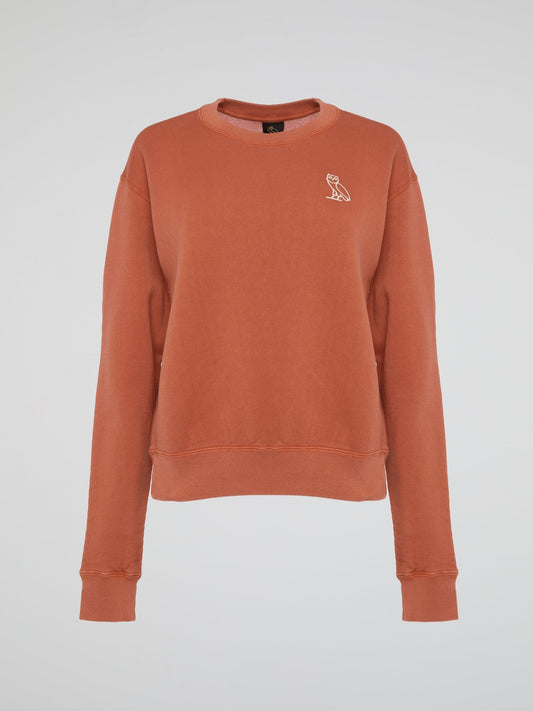 Orange Garment Dye Crop Top Crewneck Shirt