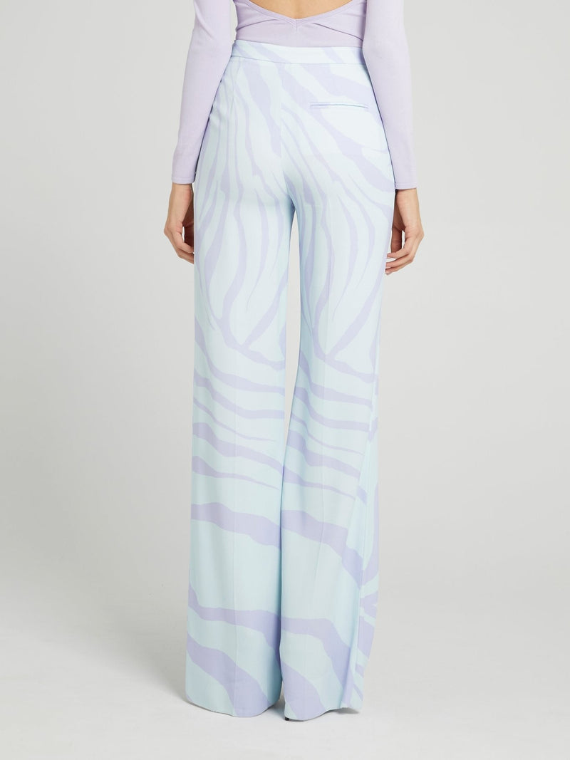 Blue Animal Print Palazzo Pants