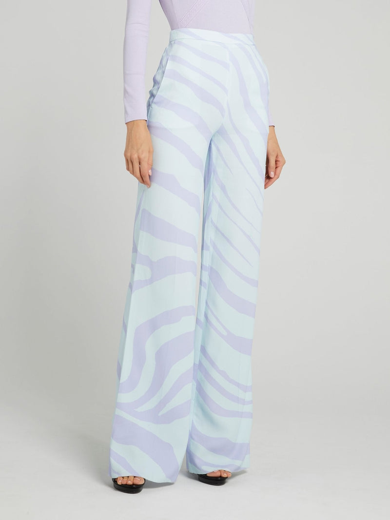 Blue Animal Print Palazzo Pants