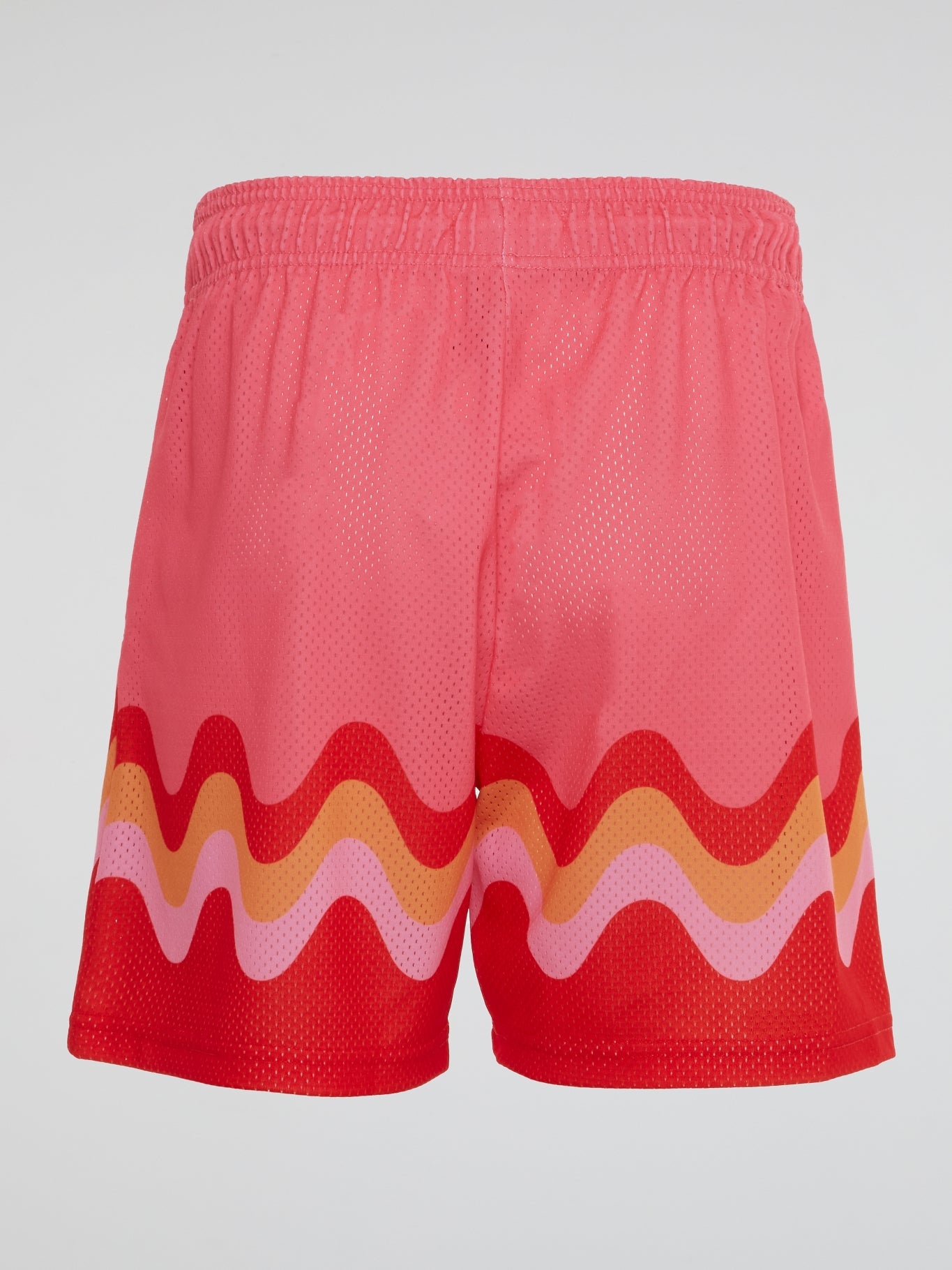 Wave Print Perforated Waistband Shorts