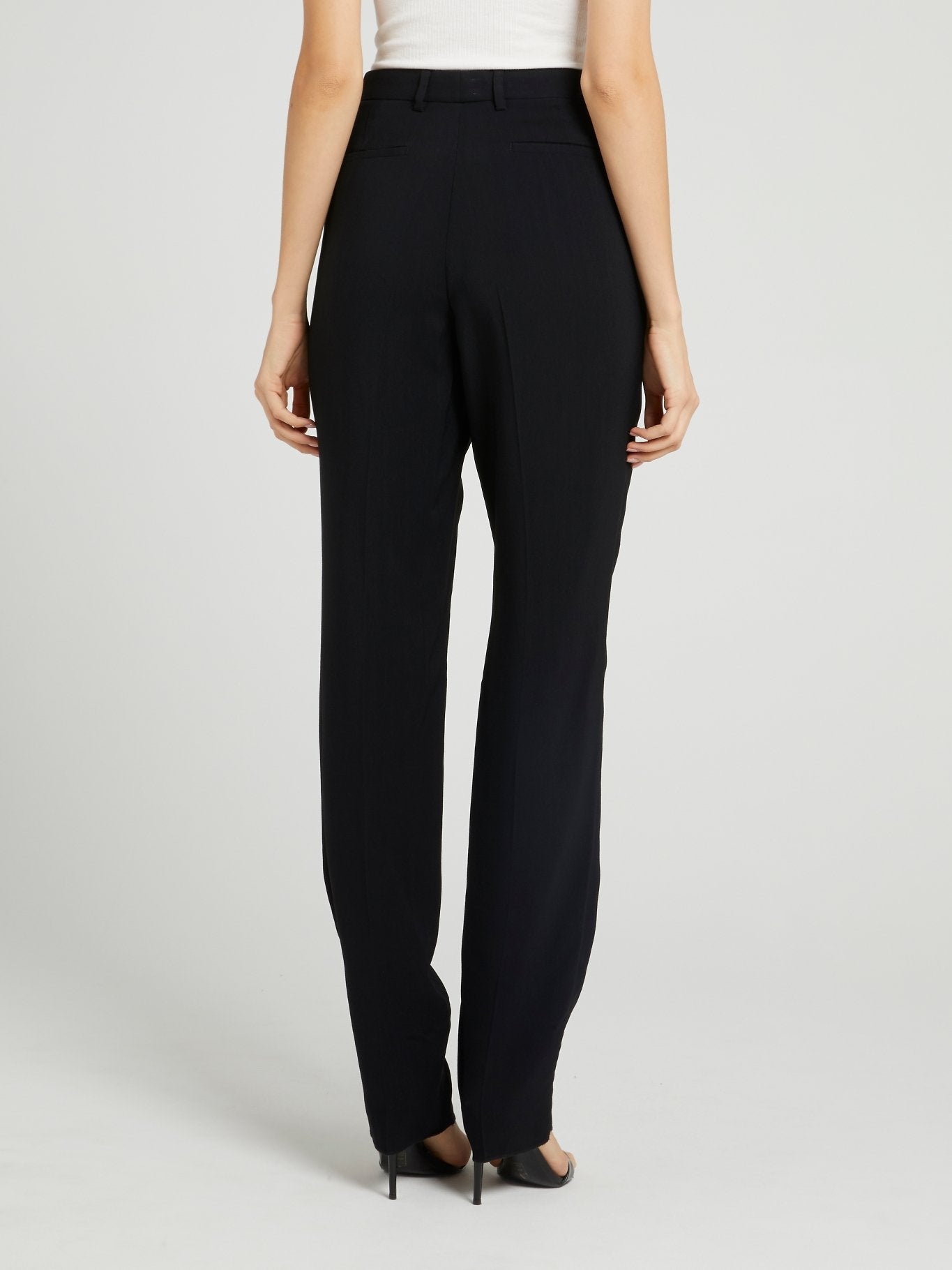 Black Straight Cut Viscose Pants